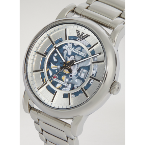 Emporio Armani Meccanico Automatic Silver Dial Silver Steel Strap Watch for Men - AR60006 - Image 3